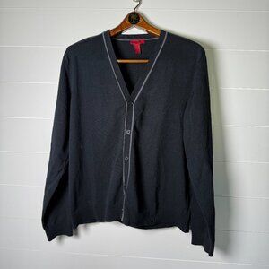 Alfani Cotton Blend Button Cardigan- Black & Gray Sz. Large